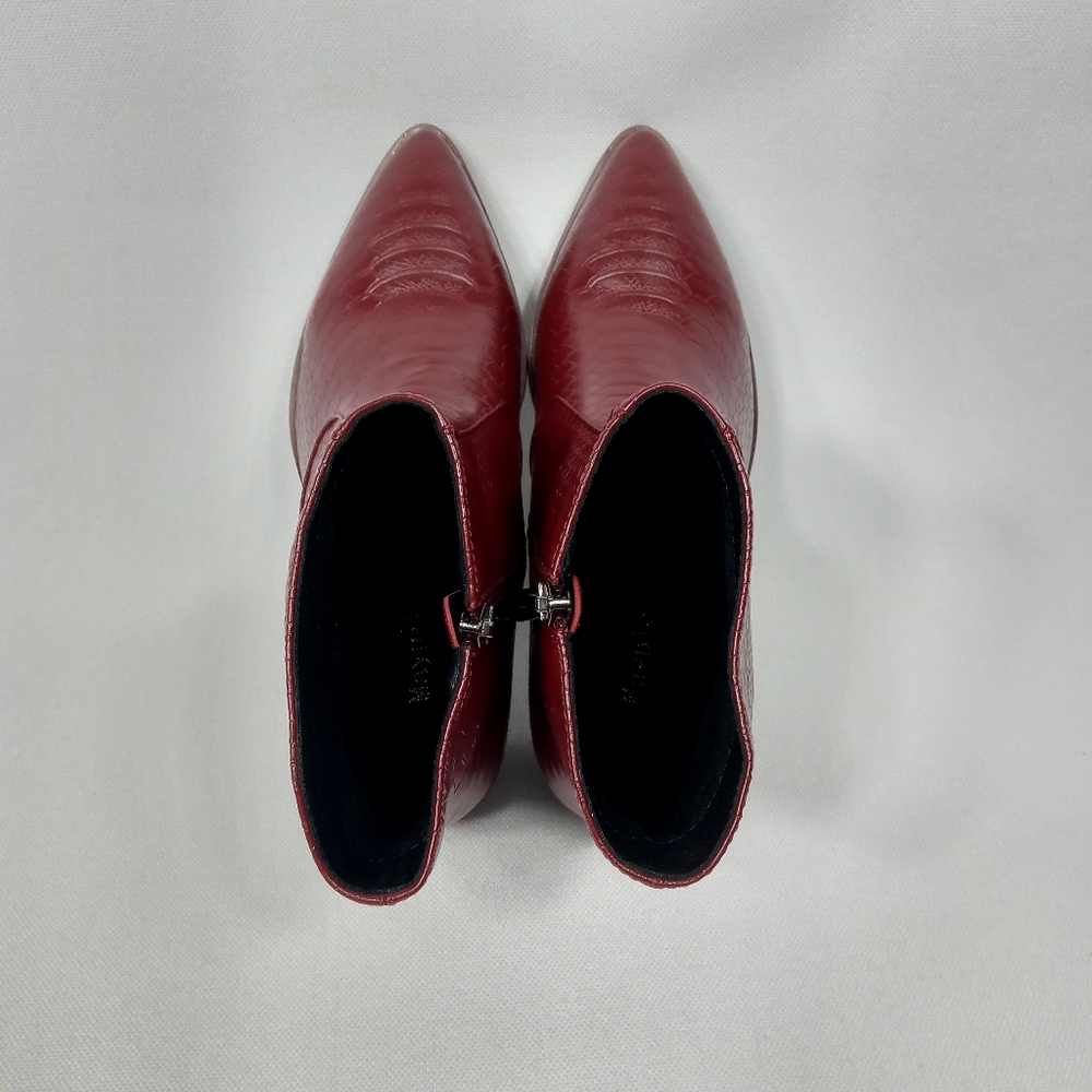 MAYPIE Dark Red Faux Leather Western Ankle Boot Size 6 - Picture 11 of 16